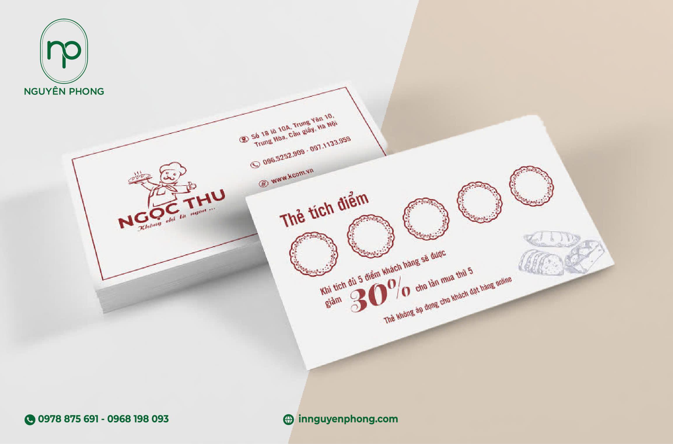 Mẫu thẻ tích điểm của các tiệm bánh 